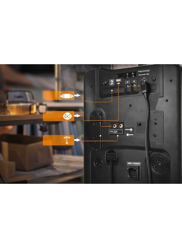 مكبر صوت بلوتوث محمول CI-192B مقاس 8 إنش مع ميكروفون لاسلكي – إضاءة LED، يدعم USB/TF/AUX/FM، بطارية قابلة للشحن، مثالي للحفلات والكاريوكي - Image 4